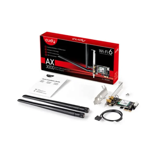 CUDY WE3000 V1 - Dual Band AX3000 Mbps WiFi6 PCIe & Bluetooth 5.2 Adapter