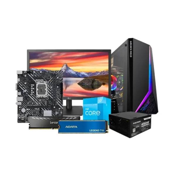 Intel Core i3-12100 12th Gen 8GB RAM 256GB M.2 SSD Budget PC with Monitor