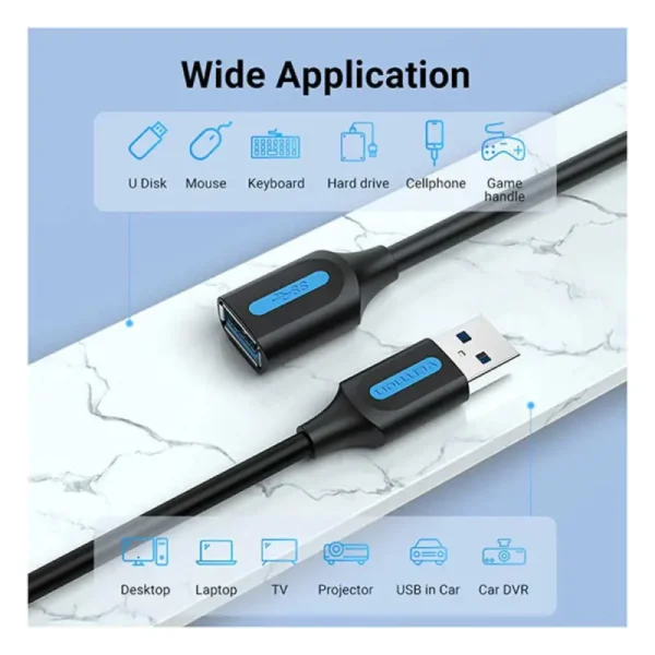 VENTION CBHBH USB 3.0 A Male to A Female Extension Cable - 2M